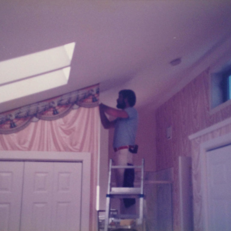 Mr. Bender installing a fine hand print Wallcovering, 'Tenture Flotante'